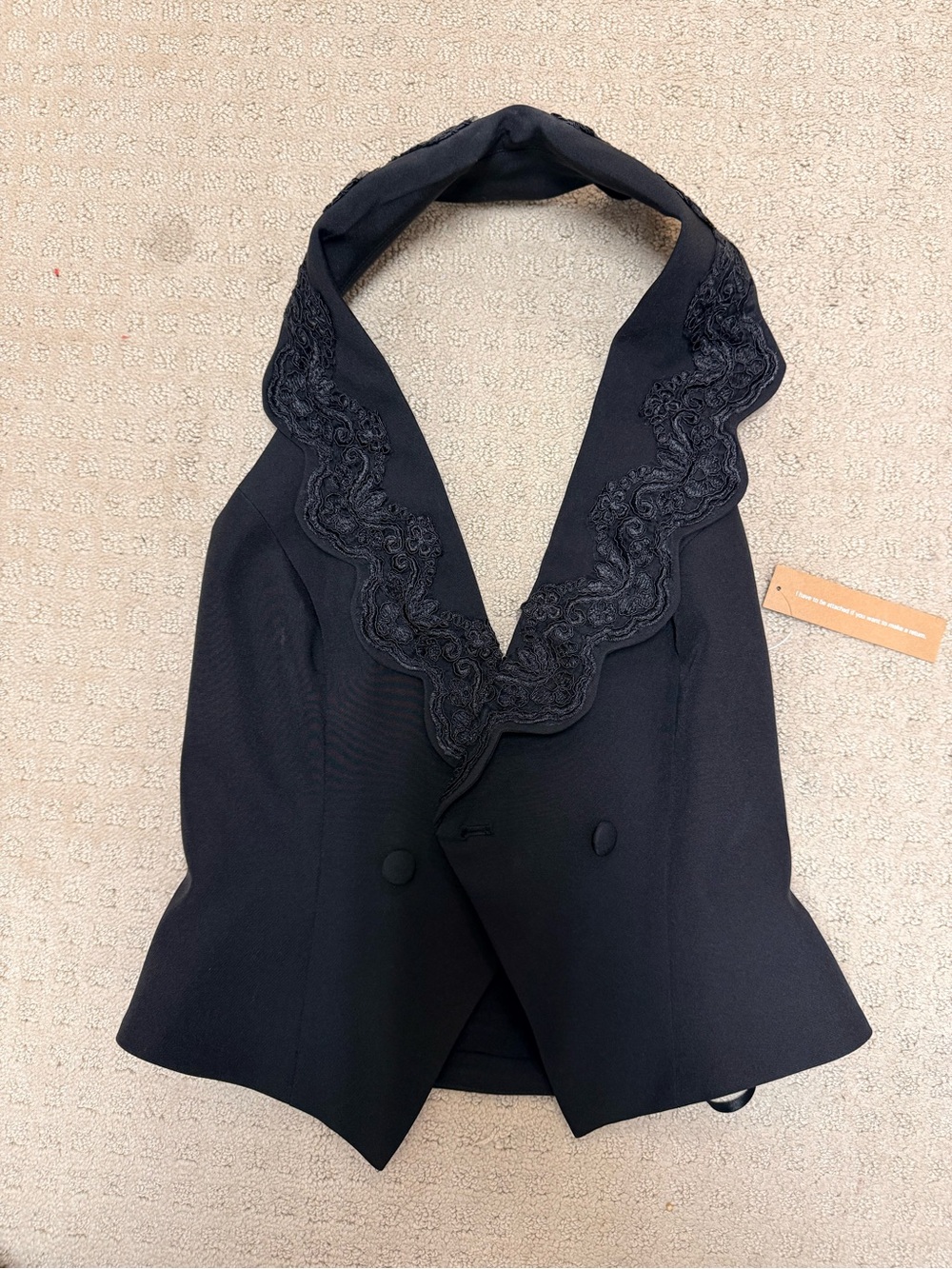 OPT Women's Lace-Trim Double-Breasted Halter Vest